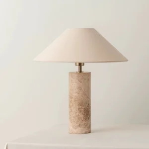 Wabi Sabi Vintage Yellow Travertine Table Lamp Mid Century Marble Decor for Living Room Study Bedroom CE Certified