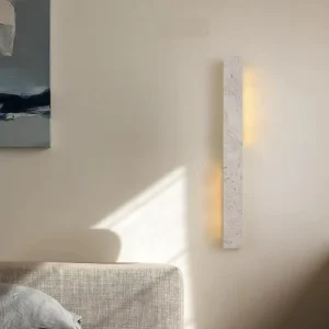 Wabi-Sabi Yellow Travertine LED Wall Lamp Bedroom Bedside Warm White High CRI 90 2 Year Warranty Long Strip Wall Sconce Design