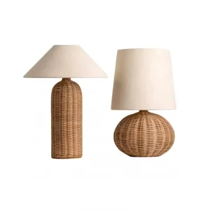 Wabi sabi Style Hand woven Table Lamp Rattan Home Decor Accessory Chinese Retro Japanese Living Room Bedroom Hotel Bedside