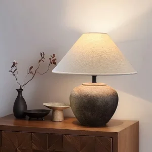 Wabi sabi Style Handmade Ceramic Pot Table Lamp Traditional Japanese style DIY Living Room Bedroom Hotel Decorative Piece