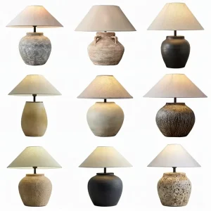 Wabi sabistyle Ceramic Ornament Table Lamp Night Light New Chinese style Decor Japanese inspired Lighting Living Rooms