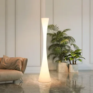 Waist Vertical LED Floor Lamp with Remote Control Cream Style Designer Decorative Lamp for Living Room Bedroom
