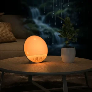 Wake-Up Light with EU/US Plug, Sunrise Simulation, Alarm Clock, FM Radio, Dimming, and White Noise
