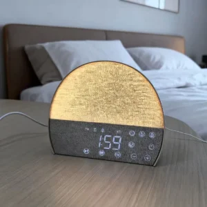 Wake up Sunrise Lamp Fabric Bedside Tabletop Desk LED Clock Display Lamp White Noise Sleep Aid Night Light