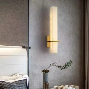 Wall-Mounted Copper Marble Design Wall Lamp with LED Warm White Light Light Luxury Modern Living Room Bedroom