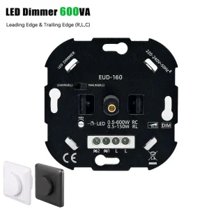 Wall-Mounted LED Light Dimmer for Residential Use, Adjustable Brightness, 600VA Load Capacity