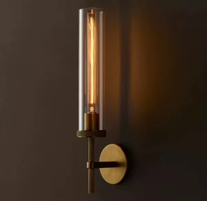 Wall Sconce Glass Cylindrical Wall Lamp for Hotel Bedroom Hallway Modern Home Decor Solid Copper Light