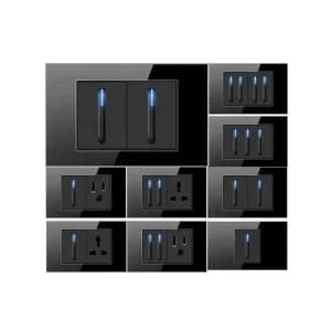 Wall Switch Socket with LED 16A 1 2 3 4 Gang 1 Way 2 Way Push Piano Light Switch with Indicator
