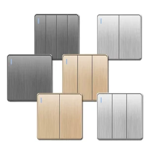 Wall Switch UK 13A 4-Gang 1-Way or 4-Gang 2-Way Switched Socket Gold PC Brushed Panel