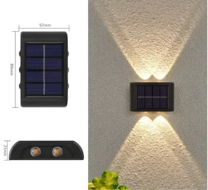 Wall mounted Up and Down Wall Lamp Waterproof Garden Porch Sconce Lighting SolarOutdoor Wall Lights