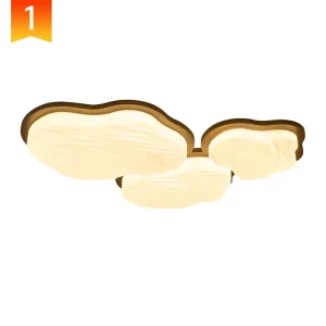 Walnut-Colored Cloud Ceiling Light with Eye-Protection Design for Living Room and Bedroom