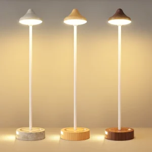 Walnut Wood Touch Rechargeable LED Desk Lamp Human Body Sensor Decor Ambient Light for Bedroom Hotel Bedside