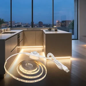 Warm White 3500K LED Strip Light 5V USB Motion Sensor Flexible Tape 60 LEDs/m for Living Room and Nursery