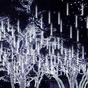 Warm White Blue Color Changing Solar Meteor Shower Lights IP44 Waterproof Outdoor Christmas Tree Decorations for Garden Party