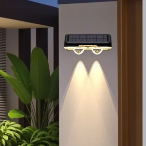 Warm White LED Solar Garden Wall Lamp Outdoor Waterproof IP65 Decorative Lighting with Solar Panel and Battery