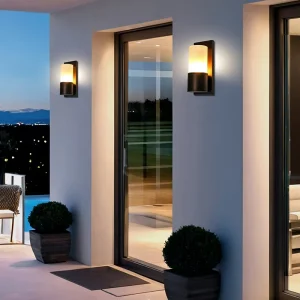 Waterpoof Aluminum Brown Finish Minimalist Exterior Wall Lamp Cylindrical White Shade Outdoor Wall Light Porch Sconce