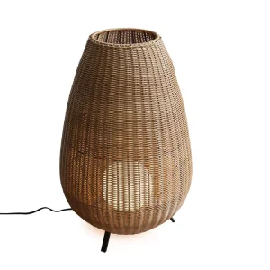 Waterproof Floor Light Tripod Handmade Rattan Standing Floor Lamp With Glass Shade Metal Tripod Floor Lamps for Outdoor Lawn