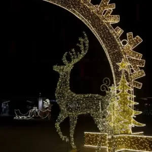 Waterproof LED Christmas Net Lights with Lanterns for Outdoor Garden Fence Bush Decor