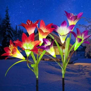 Waterproof Lawn Auto Lighting System Decorative Outdoor Solar LED Stake Light Multi Color Garden Lights
