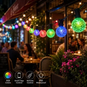 Waterproof Outdoor RGBIC LED String Lights with Smart Patio Lighting and Scenes