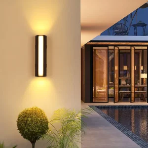 Waterproof Outdoor Wall Lamp Garden Porch Frontdoor Black Aluminum Long Strip Modern Night Light