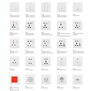 Waterproof PC Material 250V 16A Wall Switches and Sockets B1 Series