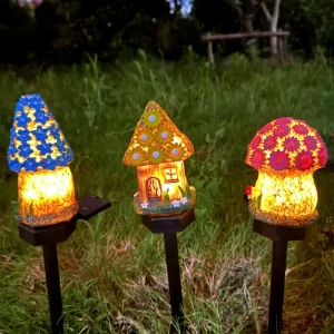 Waterproof Resin Mushroom Solar Garden Light Outdoor LED Warm White Ground Insert Patio Yard Lawn Decor Lamp IP44