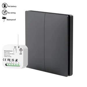 Waterproof Self-Powered Smart Kinetic Wall Switch, 10A, No Wiring, No Battery, UK EU Standard, RF433