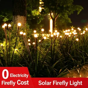 Waterproof Solar Firefly Stake Lights Dual Modes Warm White&Color LED for Garden Patio Backyard Camping Landscape Decor