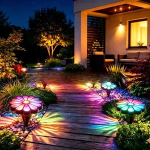 Waterproof Solar LED Outdoor Daisy Inground Light Stone Colorful Butterfly Light for Garden Landscape Lawn Pathway Gate Lane