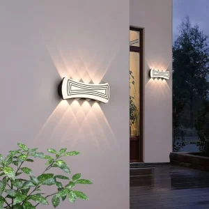 Waterproof Three Sided Luminous Black Warm Light Outdoor Wall Lamp Wall Mounted Lighting