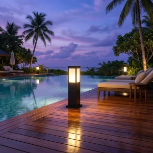 Weatherproof Rust Resistant Outdoor Grade Material Luxury Decorative Modern Style Solar Bollard Light for Villa Courtyard