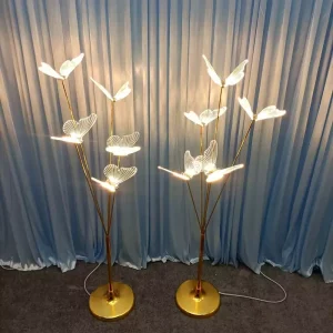 Wedding Butterfly Decorations with Gold Backdrop Warmwhite Coldwhite LED Light Source Floor Lamp and Butterflies Lights