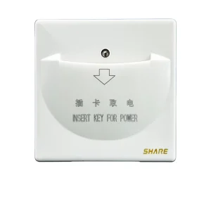White 16A 250V PC Hotel Key Card Wall Switch 86x86mm