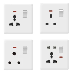 White 4 way 3 way Electric Wall Switch Socket 16A 1 Year Home Light Sockets Universal for Hotel Double 3 Pin Plastic Max. 250V