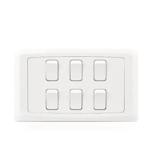 White 6 Gang Light Switch Panel