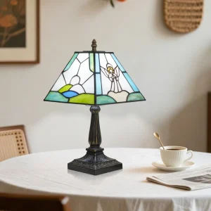 White Angel Stained Glass Table Lamp Tiffany Creative Angel Decor Desk Lamps Birthday Gift for Grandma Aunt Birthday Gift