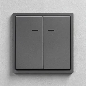 White Black Grey Gold Flame Retardant Soft-Touch PC Frame Double 2 Gang 1 Way Light Switch with Indicator