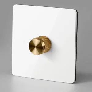 White Brass Toggle Light Wall Switches Dimmable UK EU US Stainless Steel Panel Metal Electric Vintage Switch and Socket