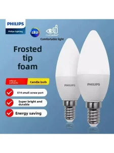 White Frosted Pointed-Tip Candle LED Bulb E14 Small Screw Base Energy-Saving Ra80-85 2700K 4000K