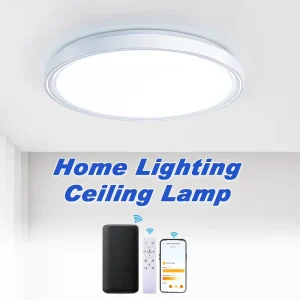 White LED Flush Mount Ceiling Light with Remote and App Control High CRI 97 Dimmable