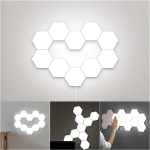 White LED Night Light Removable Hexagonal Modular Touch Wall Lamp