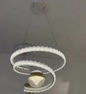 White Metal LED Hanging Ceiling Pendant Light 6655-1P