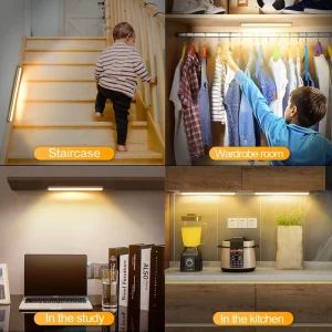 White Motion Sensor USB Rechargeable Portable Dimmable LED Strip Light for Cabinet Lighting