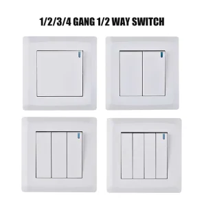 White PC Wall Switch 1/2/3/4 Gang 1/2 Way Light Control