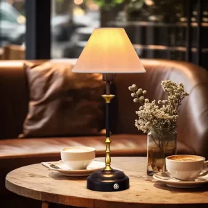 White Wedding Table Lamp for Restaurants USB Rechargeable Fabric Touch Control Modern Cordless Decorative Battery