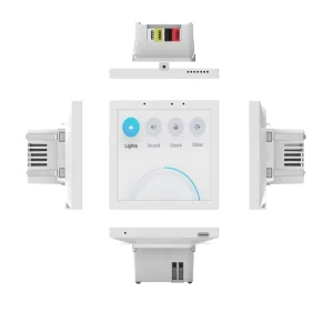 WiFi 4 Inch Touch Screen Smart Home Controller Wall Switch with 2 AC Outlets IP22 Waterproof ABS