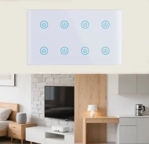 WiFi 8-Way Voice Control Touch Panel Smart Wall Switch with Power Statistics and Child Lock