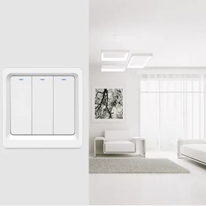 WiFi BLE 3-Gang Smart Light Switch with Tempered Glass Panel, EU/UK Standard, ABS, 10A
