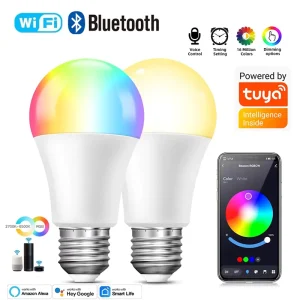 WiFi Bluetooth Smart LED Light Bulb E27 15W RGB for Living Room and Party Lighting